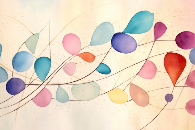 Stile di linee tratteggiate dell'acquerello astratto utilizzando colori iridescenti e sfondo beige