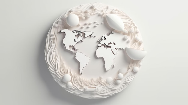 Stile di taglio della carta del concetto di salvataggio globale Arte sulla carta minima in cerchio rendering 3D