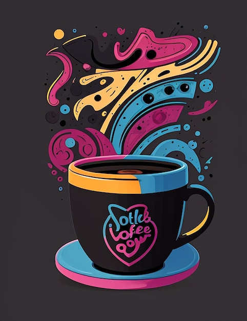 Stile di tazza di caffè ai immagine per il design di magliette