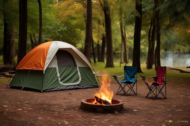 Stile di vita da campeggio con grande tenda