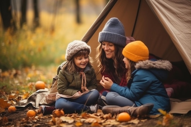 Stile di vita familiare all'aperto in autunno