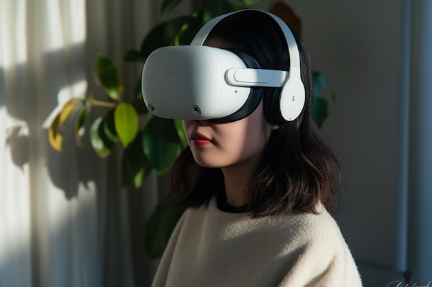 Stile di vita quotidiano con un auricolare VR