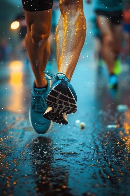 Stile di vita sportivo corsa allenamento cardio uomo e donna che corrono per strada in scarpe da ginnastica atleta che fa esercizi al mattino