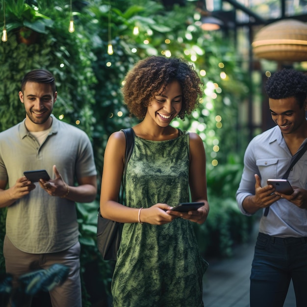 Stile disinvolto che abbraccia la moda casual in un'oasi verde mobile