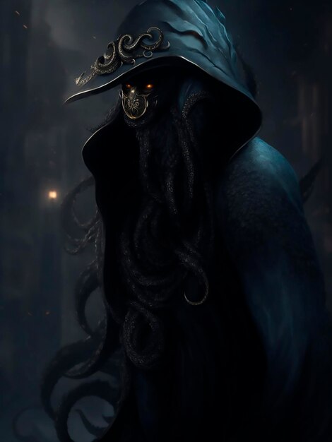 Stile e personaggi fantasy Kraken il proprietario dell'oscurità e della foschia
