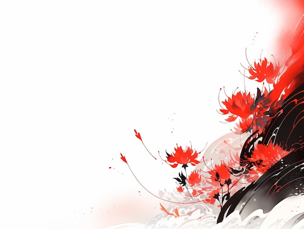 stile inchiostro coreano sfondo in rosso