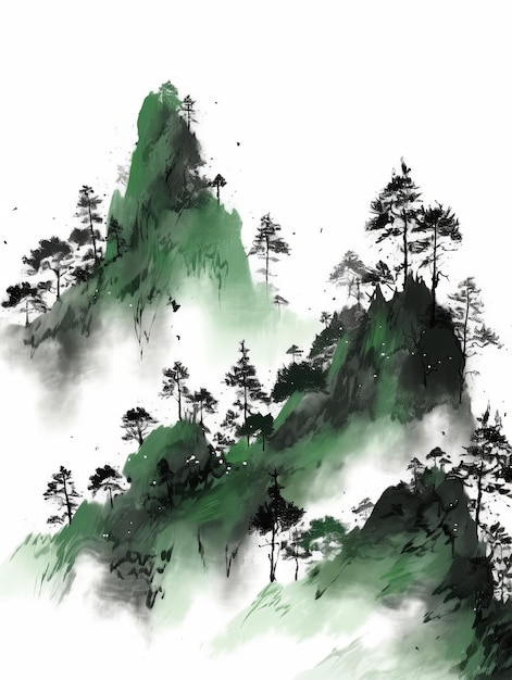 stile inchiostro coreano sfondo in verde