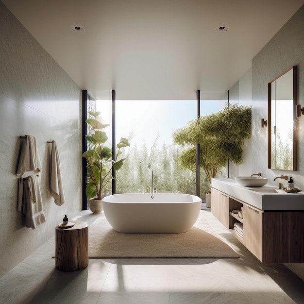Stile minimalista di architettura d'interni del bagno