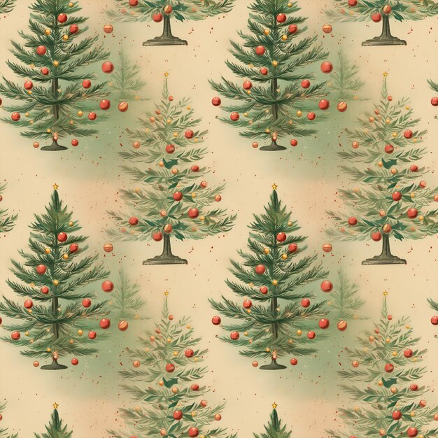 Stile retro modello di Natale alberi di Capodanno sfondo vintage senza cuciture