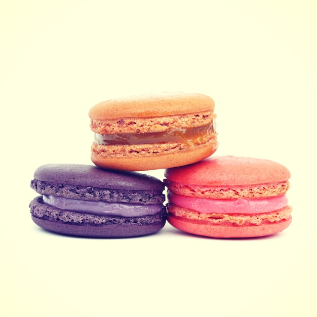 Stile retrò-vintage di macarons francesi dolci e colorati