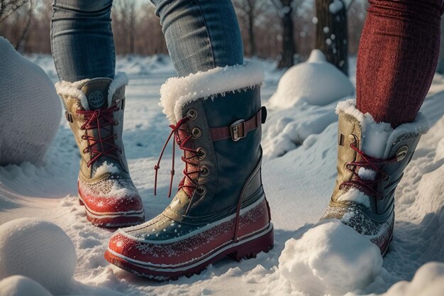 Stivali per la neve profonda sulla neve spessa nell'inverno freddo belle scarpe per tenere caldo