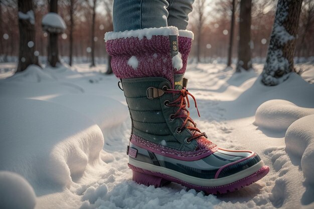 Stivali per la neve profonda sulla neve spessa nell'inverno freddo belle scarpe per tenere caldo