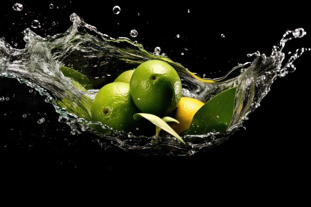 stock foto di spruzzi d'acqua con mango verde isolato Food Photography