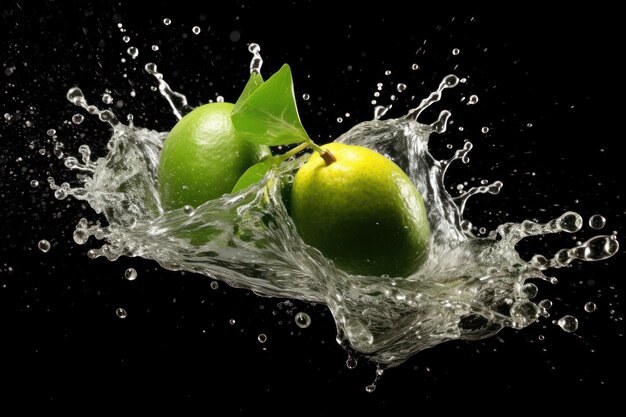 stock foto di spruzzi d'acqua con mango verde isolato Food Photography