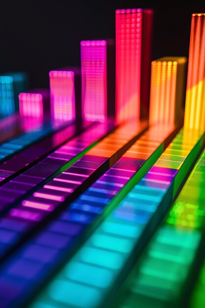 Stock market sector performance bar graph using a spectrum of colors to represent different levels of growth and decline creating a visually engaging comparison