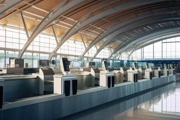 stock photo di aeroporto vuoto Check In Counter fotografia Generato AI