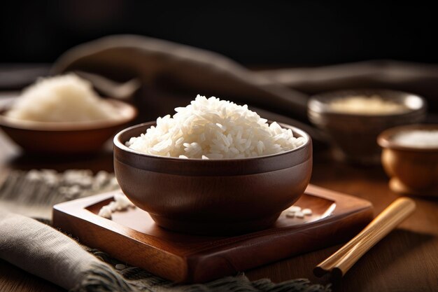 stock photo di riso croccante nel tavolo della cucina cibo fotografia Generato AI