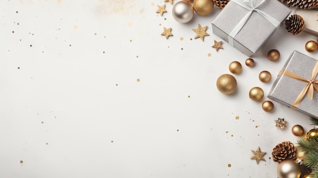 stock photography stile piatto Natale ai generato illustrazione di sfondo di Natale su sfondo bianco