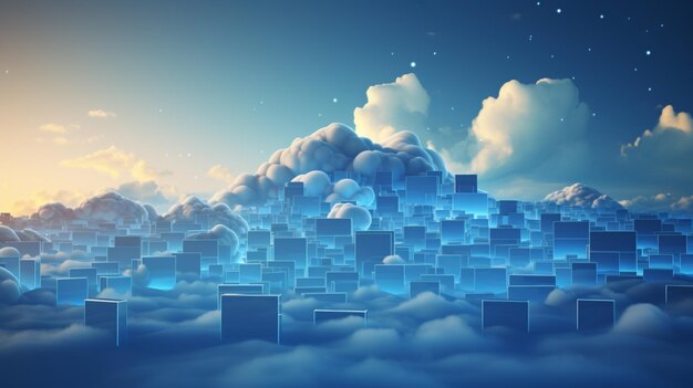 Storaggio cloud rawpixel luce blu banner immagine di sfondo arte generata da Ai