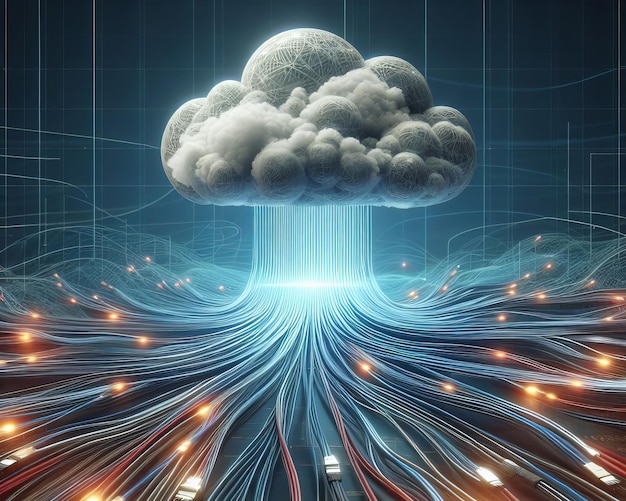 Storaggio di dati cloud tecnologia dell'informazione digitale web icona cloud futuristica