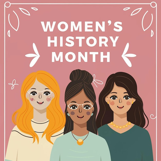 storia delle donne disegnata a mano mese di sfondo