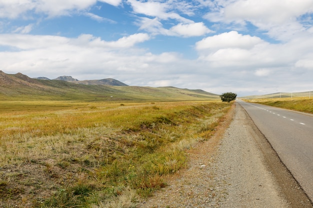 Strada asfaltata Darkhan-Ulaanbaatar in Mongolia