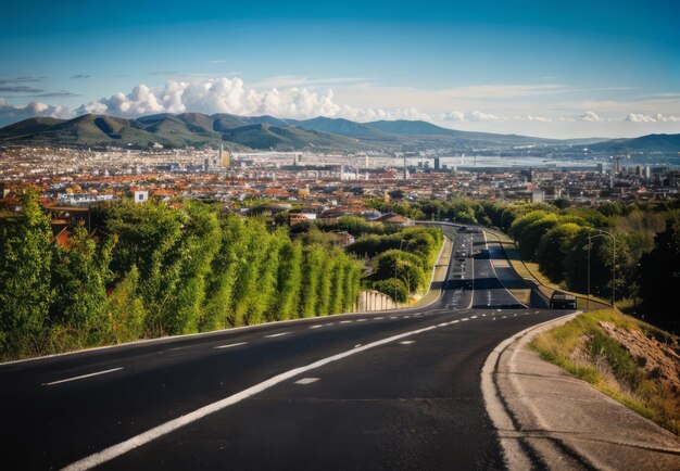 strada asfaltata e carta da parati della città moderna