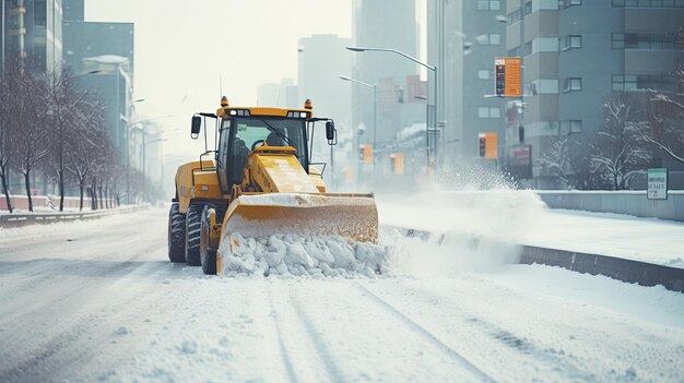 strada cittadina per la rimozione della neve in inverno