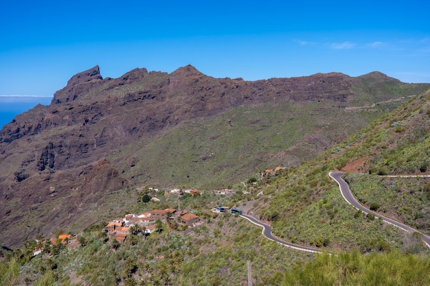 Strada complicata nel comune di montagna di Masca, nel nord delle Isole Canarie di Tenerife