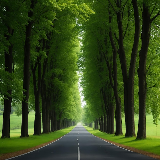 Strada con alberi su entrambi i lati