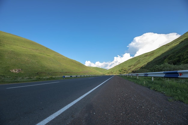 Strada con erba verde