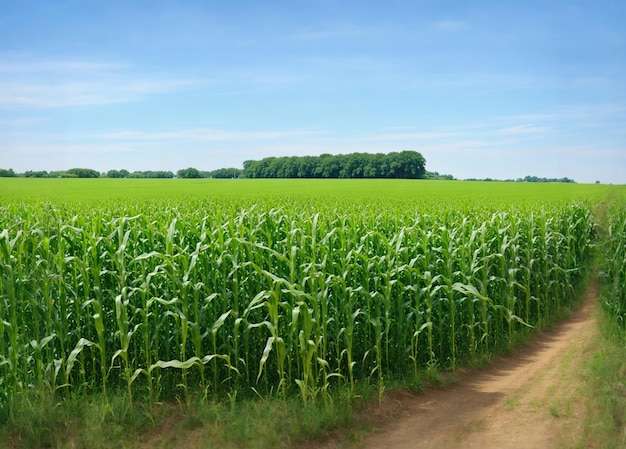 Strada del cielo blu del campo di grano