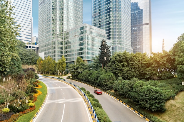 strada della città pulita, shanghai, Cina.