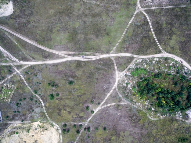 strada di campagna, vista dall'alto