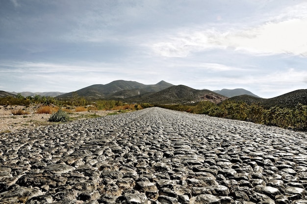 Strada di ciottoli per Real de 14 San Luis Potosi Messico