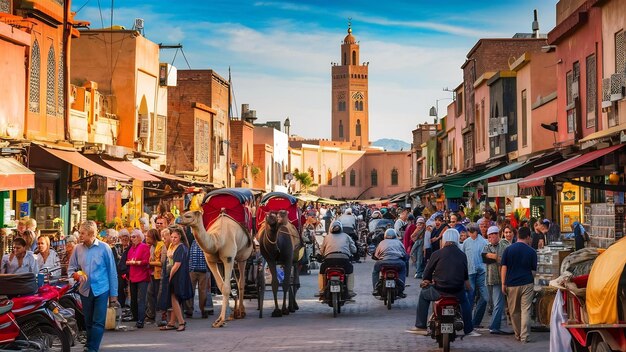 Strada di giorno a Marrakech, Marocco
