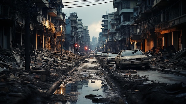 strada distrutta dopo il terremoto
