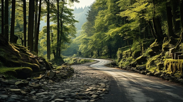 Strada nella foresta verde