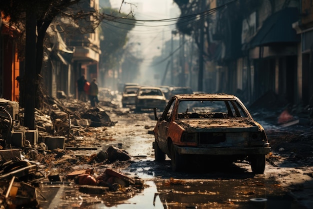 Strada palestinese distrutta case strade e strade dopo il lancio di razzi