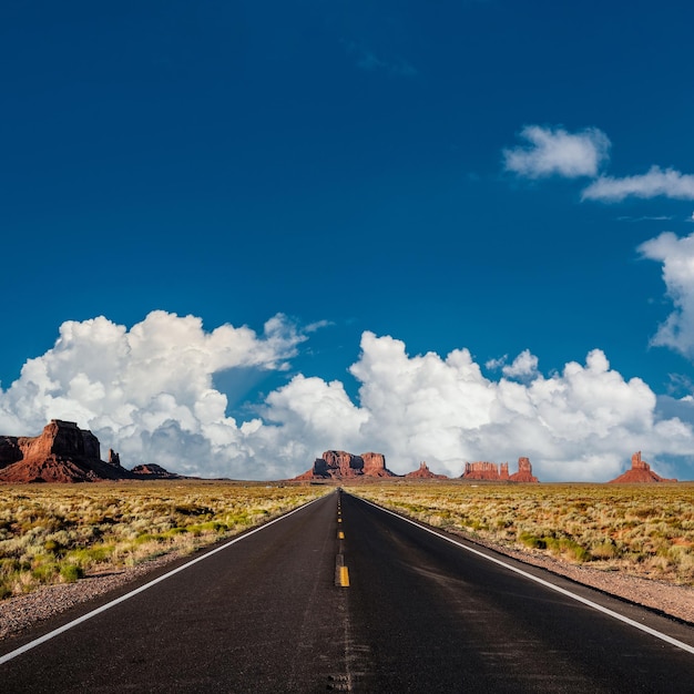 Strada panoramica vuota nella Monument Valley