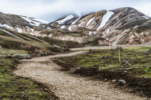 Strada per Landmanalaugar sugli altopiani dell'Islanda.