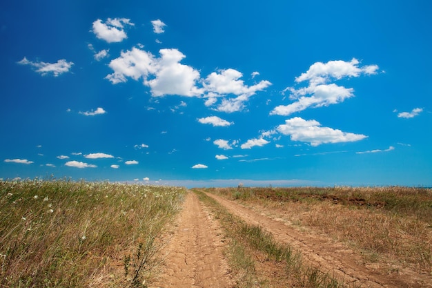 Strada rurale per la costa del mare