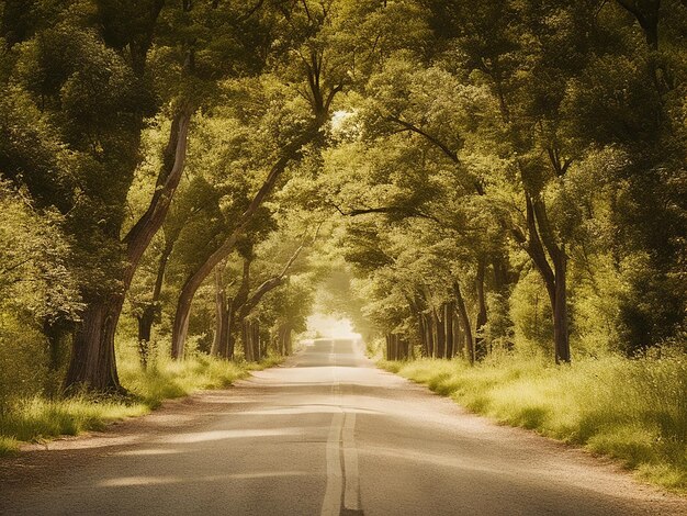 Strada solitaria con alberi accanto