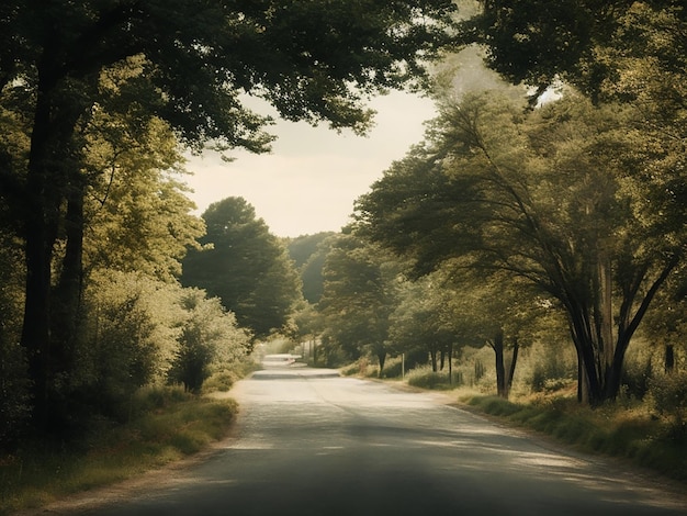 Strada solitaria con alberi accanto