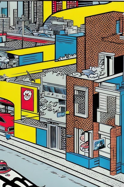 Strade disegnate in stile fumetto colorato anni '80