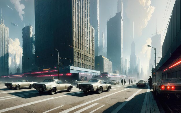 Strade diurne di Gotham City Illustrazione AI generativa