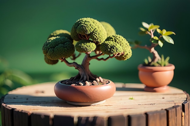 Strane e belle piante ornamentali in vaso di bonsai decorazione interna atmosfera di vita elegante