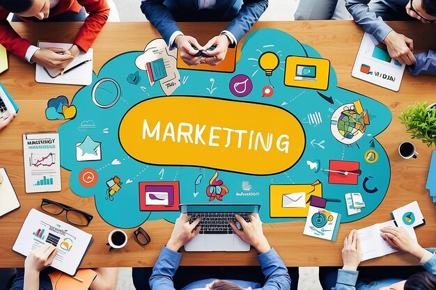 Strategia di branding di marketing digitale concetto di media online