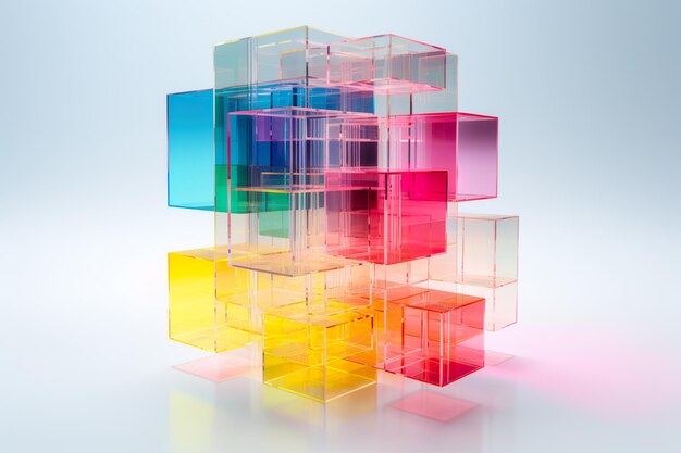 Strati trasparenti Cubo disperso non troppo sfondo astratto