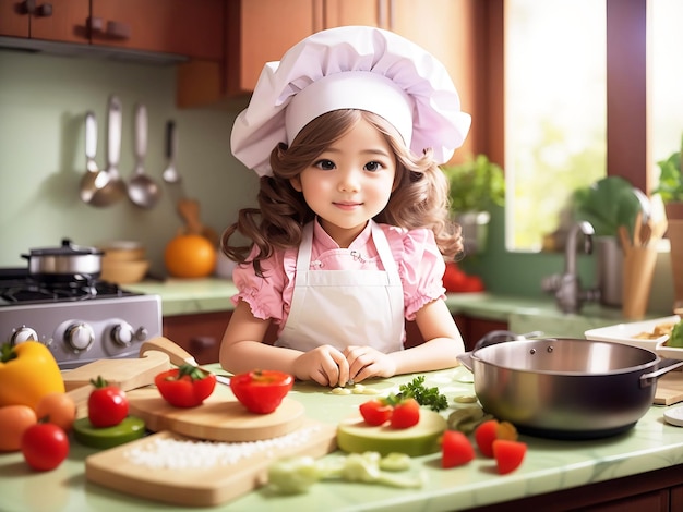 Stravaganti avventure culinarie Le delizie culinarie di una bambina in cucina